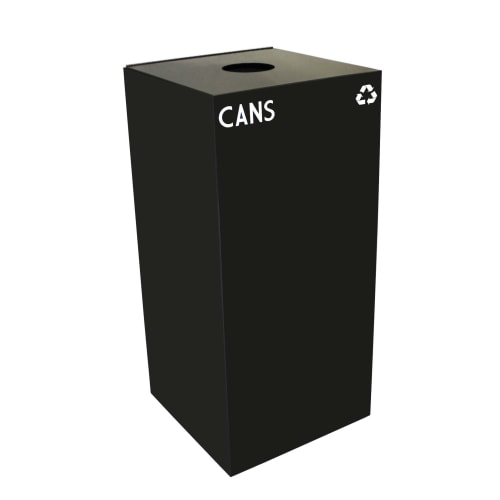Witt Industries GeoCube 32 Gallon Recycling Receptacle, Cans and Bottles, Charcoal Black